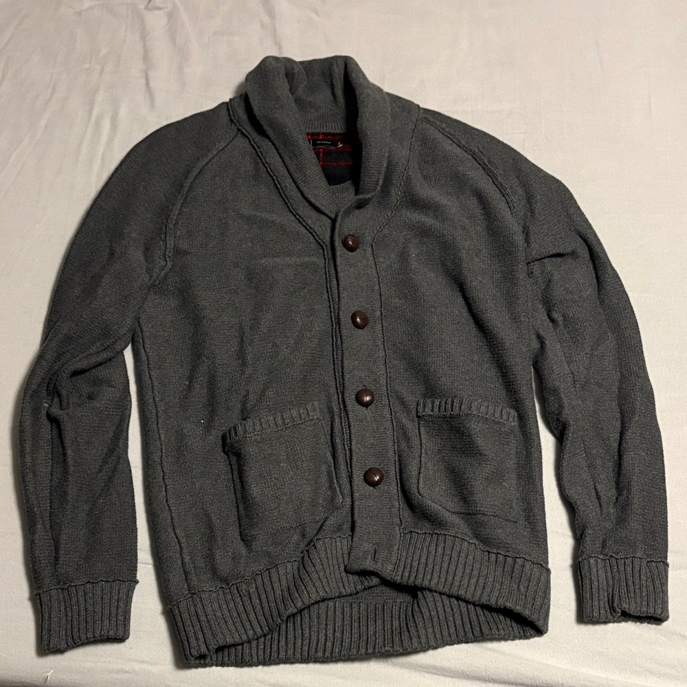 Simons Gray Cardigan with Shawl Collar